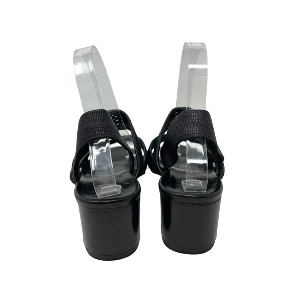 Aquatalia Cameo Block Heel Sandals Strappy Perforated Leather Black Size US 8.5 - Picture 5 of 10